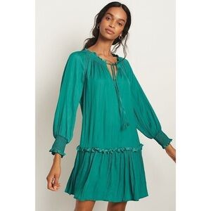 Anthropologie womens Giulia Tunic green midi dress relaxed fit size small party